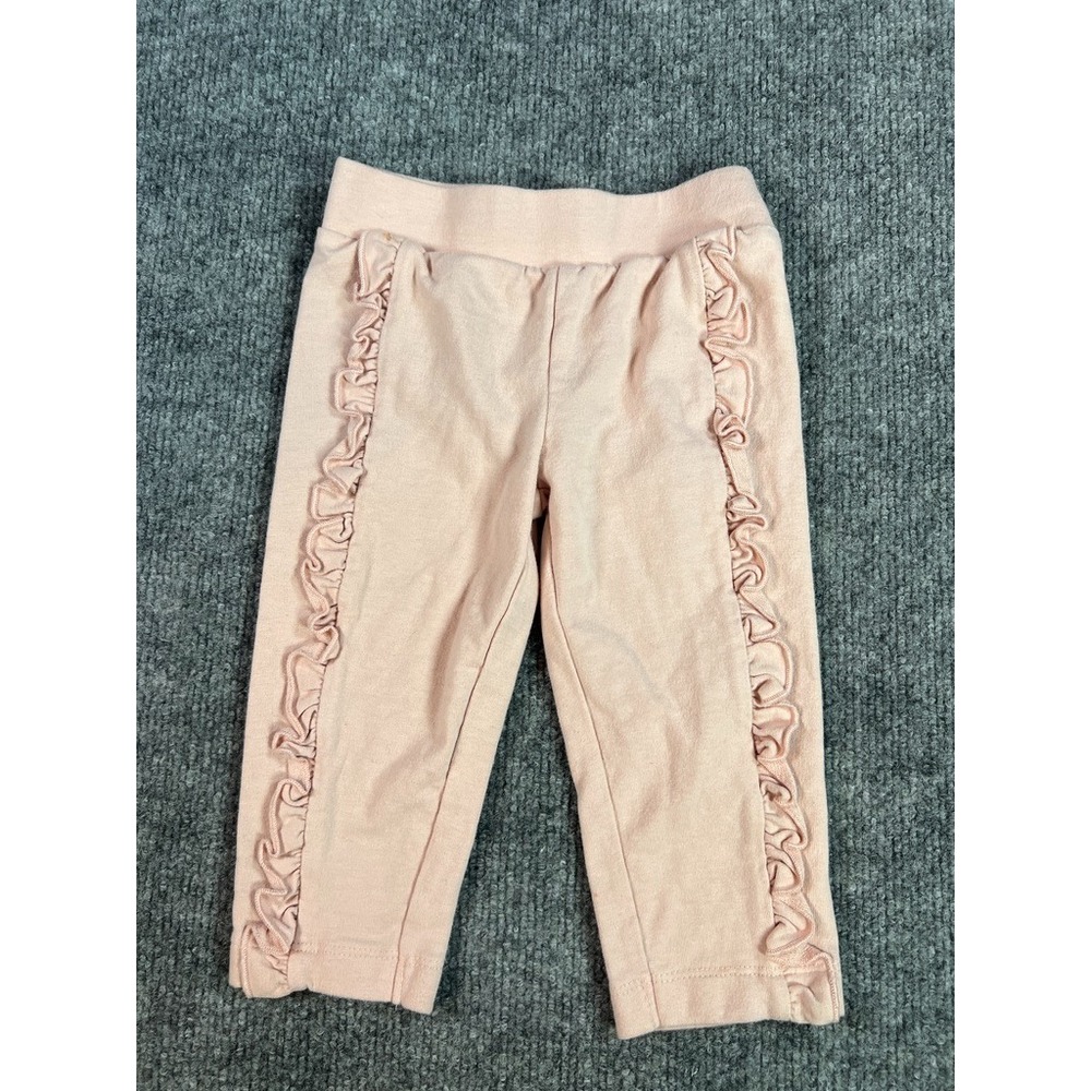 Carter's Baby Girl 12M Pink Ruffle Leggings Soft Knit Minimalist Neutral Cottage